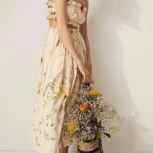 H&M Wildflower Collection Crop Top and Skirt Set sz L - Picture 7 of 13